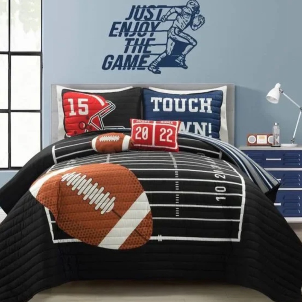 5 Piece American Football Reversible Bedding Set New Queen